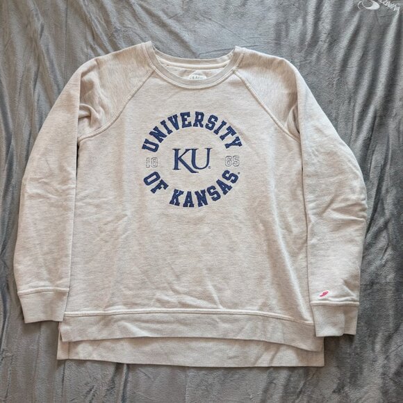 Oat / Cream University of Kansas Jayhawks Crewneck Sweatshirt Medium - Picture 1 of 5